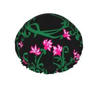 Lotus Flower Namaste Print Premium Double Layer Shower Cap For Women With Reusable Shower Cap For Hair - Waterproof Plastic Cap - Shower Caps For Long, Short And Curly Hairs