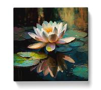 Lotus Flower Neo Impressionism Canvas Wall Art Print 20x20 Inch