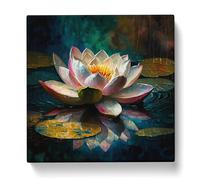 Lotus Flower Neo Impressionism Canvas Wall Art Print 20x20 Inch