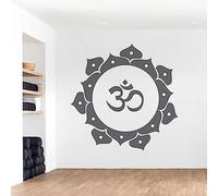 Lotus Flower Om Mandala Yoga - Fitness Studio Wall Art Sticker [XXLarge] [Dark Grey]