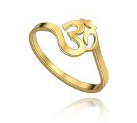 Lotus Flower Om Ohm Aum Symbol Ring Yoga Rings Promise Rings Flower of Life Filigree Band Finger Ring Jewelry Gift for Women Men Gold 7/Om