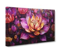 Lotus Flower Orphism Canvas Print | Gallery Wrapped 30mm Frame Wall Art | 30x20 inches | Ready to Hang | Modern Floral Picture | Living Room Bedroom Lounge Office
