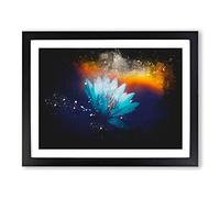 Lotus Flower Paint Splash Modern Art Framed Wall Art Print, Ready to Hang Picture for Living Room Bedroom Home Office Décor, Black A4 (34 x 25 cm)