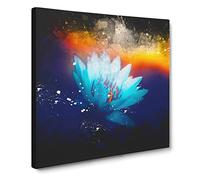 Lotus Flower Paint Splash Modern Canvas Wall Art Print Ready to Hang, Framed Picture for Living Room Bedroom Home Office Décor, 20x20 Inch (50x50 cm)