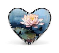 Lotus Flower Painting Button Pin Design Your Own Personalized Pin Cute Button Badge Exquisite Heart Badge Fashion Brooch Metal Decorative Lapel Pins for Hat Clothes Backpack
