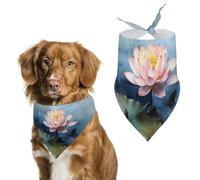 Lotus Flower Painting Dog Bandana, Soft Breathable Pet Scarf, Personalized Dog Bib Kerchief for Small Medium Large Dogs Cats, Exquisite Pet Neckerchief for Daily Wear, Travel, Party