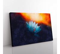 Lotus Flower Painting Modern Art Canvas Wall Art Print Ready to Hang, Framed Picture for Living Room Bedroom Home Office Décor, 76x50 cm (30x20 Inch)