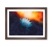 Lotus Flower Painting Modern Art Framed Wall Art Print, Ready to Hang Picture for Living Room Bedroom Home Office Décor, Walnut A3 (46 x 34 cm)