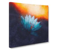 Lotus Flower Painting Modern Canvas Wall Art Print Ready to Hang, Framed Picture for Living Room Bedroom Home Office Décor, 14x14 Inch (35x35 cm)