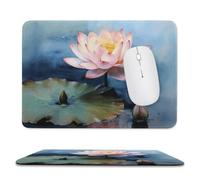Lotus Flower Painting Stitched Edge Mouse Pad