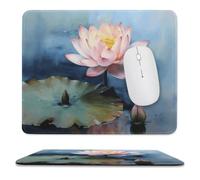 Lotus Flower Painting Stitched Edge Mouse Pad