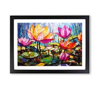 Lotus Flower Pop Art No.2 Framed Print | A2 Black Framed Wall Art | Ready to Hang | Pop Art Floral Picture | Living Room Bedroom Lounge Office