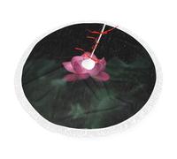 Lotus Flower Print Christmas Tree Skirt Perfect For Christmas, New Year Seasonal Celebrations