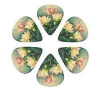 Lotus Flower Printed Guitar Picks -6 Pcs Guitar Picks Plectrum,Guitar Accessories,Electric Guitar Pick, Bass & Ukulele 0.96mm