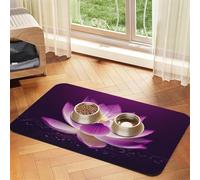 Lotus Flower Purple Dog Food Mat, Absorbent Pet Feeding Mat for Food and Water Bowls Non-Slip Placement Pad for Floors Waterproof Quick Dry Water Dispenser Mat for Dogs Puppy Cats 12x18 Inch