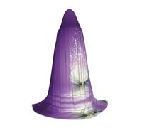 Lotus Flower Purple Hooded Cape For Teenagers, Unisex Cloak Robe Hooded Halloween Costume Satin Witches Vampire Cloak Fancy Dress Up Children
