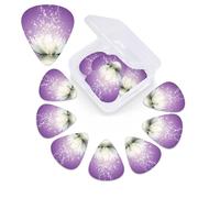 lotus flower Purple Print Guitar Pick 12 Pack With Guitar Pick Case Guitar Plectrums Pick 0.46mm 0.96mm 0.71mm Guitar Accessories For Bass Electric Acoustic Guitars Ukulele