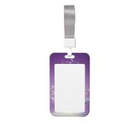 Lotus Flower Purple Print Id Badge Holder Sliding Card Holder Vertical Card Protector Cover Case Teacher Lanyard for Office Women Men