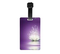 Lotus Flower Purple Print Luggage Tags with Full Back Privacy Cover - Durable PVC ID Labels for Suitcases & Backpacks