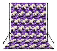 Lotus Flower Purple Print Printed Photography Backdrop, Photo Booth Backdrop For Photoshoot With Rod Pocket For Studio, Family Photos, Video Recording & Event Decor - 5x7ft