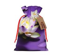 Lotus Flower Purple Print Printing Christmas Bag With Drawstring Closure, 4.7x6.9 In For Christmas Party Birthday Gift Wrapping