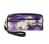 Lotus Flower Purple Print Small Cosmetic Bag,Portable Cute Travel Makeup Bag for Women Makeup Brush Organizer Pouch