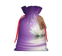 Lotus Flower Purple Printed Drawstring Gift Bags,Various Sizes, Bulk Plastic Packaging Bags