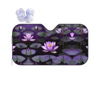 Lotus Flower Purple Printing Windshield Sun Shade Foldable Car Sunshades Reflect Sun Heat Protect Your Car,Standard Size