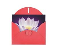 lotus flower Purple Prints Pearl Paper Horizontal Festival Greeting Card for Birthday Cards and All Occasions, Red