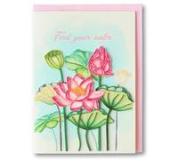 Lotus Flower Quilling Card - Handmade Greeting Card with Find Your Calm Design | Unique 3D Paper Art for Sympathy, Get Well Soon, Meditation, Yoga Lovers, Peace & Thinking of You