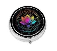 Lotus Flower Small Pill Box 3 Compartment Portable Pill Box for Purse Pocket Flower Mini Medicine Organiser for Daily Vitamin Fish Oil Storage