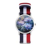 Lotus Flower Sport Watch for Men Women Nylon Strap Wrist Watch Analog Quartz Watch