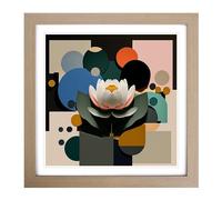 Lotus Flower Suprematism No.1 Framed Print | 18x18 Inch Oak Framed Wall Art | Ready to Hang | Modern Floral Picture | Living Room Bedroom Lounge Office