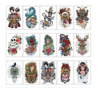 Lotus Flower Tattoo Stickers Black And White Flower Arm Scar Cover Rose Small Fresh Temporary Tattoo150*210mm