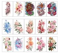 Lotus Flower Tattoo Stickers Black And White Flower Arm Scar Cover Rose Small Fresh Temporary Tattoo150*210mm