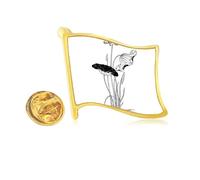 Lotus Flower Water Black White Golden Metal Flag Lapel Pin Badge
