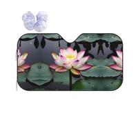 Lotus Flower White Printing Windshield Sun Shade Foldable Car Sunshades Reflect Sun Heat Protect Your Car,Standard Size