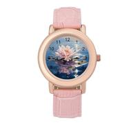 Lotus Flower Womens Elegant Watch Analogue Quartz Watch Leather Band Wristwatch