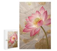Lotus Flower Wooden Jigsaw Puzzle 1000 Pieces - Aquatic Blossom for Adults, Meditative Puzzle, Gift for Nature Enthusiasts, Finished Size 20 x 30 Inches