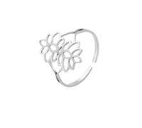 Lotus Flower Yoga Rings Women Stainless Steel Gold Color Adjustable Finger Ring Buddhism Jewelry Gift for Lover Mother