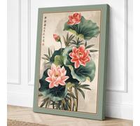 Lotus Flowers in Bloom Canvas Wall Art Print 30x20 Inch (76 x 51 cm)