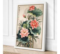 Lotus Flowers in Bloom Canvas Wall Art Print 36x24 Inch (91 x 61 cm)