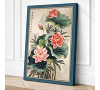Lotus Flowers in Bloom Canvas Wall Art Print 36x24 Inch (91 x 61 cm)