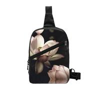 Lotus Flowers Pink Foldable Sport Sling Bag,Lightweight Crossbody Chest Pack with Multiple Pockets,Water-Resistant Polyester Fabric,Compact Travel Daypack