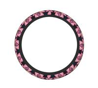 Lotus Flowers Pink Print High Elastic Thickening Universal Fit Car Steering Wheel Cover, Elastic Breathable And Odor Less