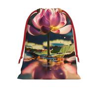 Lotus Flowers Pink Print Multi-Functional Drawstring Reusable Gift Pouch Daily Storage All Occasions Use