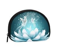 Lotus Flowers Print Portable Mini Storage Bag Shell Shaped Wallet Small Coin Wallet Shell Storage Bag
