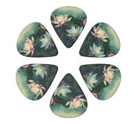 Lotus Flowers Print Printed Guitar Picks -6 Pcs Guitar Picks Plectrum,Guitar Accessories,Electric Guitar Pick, Bass & Ukulele 0.71mm