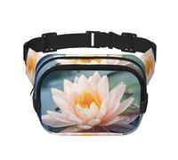 Lotus Flowers Square Double-Layer Waist Bag with All-Over Print,Durable Twill Fabric, Multi-Pocket Fanny Pack for Outdoor Sports Travel