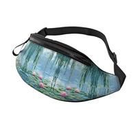 Lotus Flowers Unisex Crossbody Waist Pack Green Willow Branches Adjustable Waist Fanny Pack Water Lilies Trendy Printed Crossbody Bag Parents - Quick-Grab Pouch for Baby Essentials on outings 14X35CM